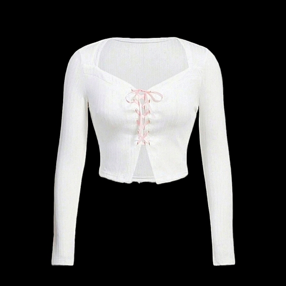 ROMWE Tops - SOLD SOLD SOLDLace Up Front Crop Tee